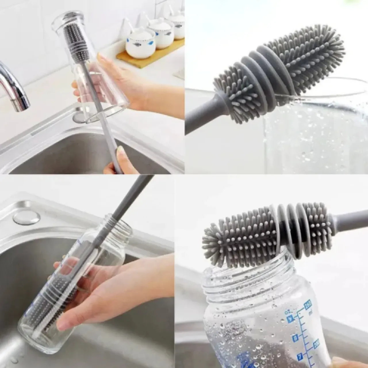 2Pc Silicone Long Handle Bottle Cleaning Brush