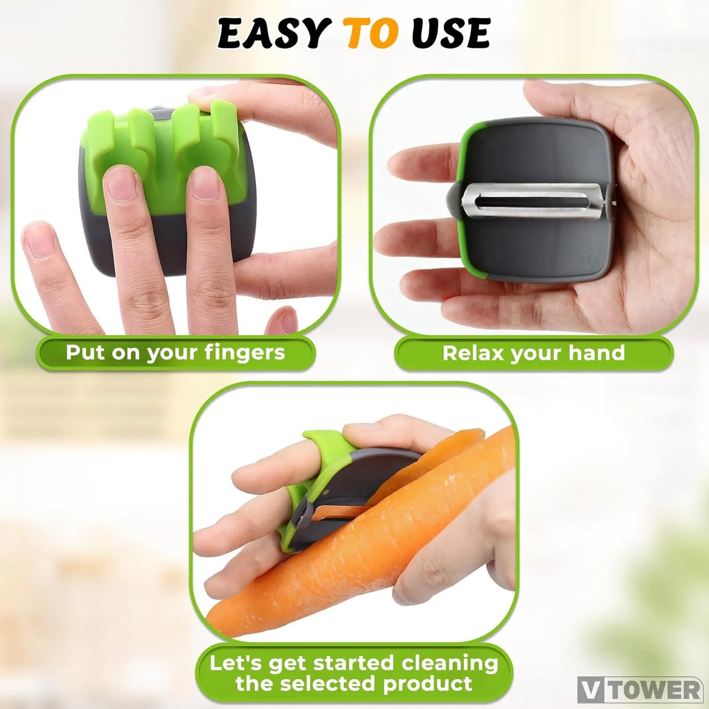 Finger Grip Silicone Fruit and Vegetable Peeler