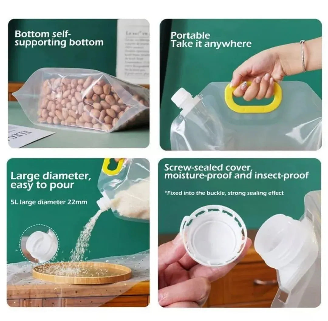 Reusable 3L Transparent Grain and Rice Storage Bags